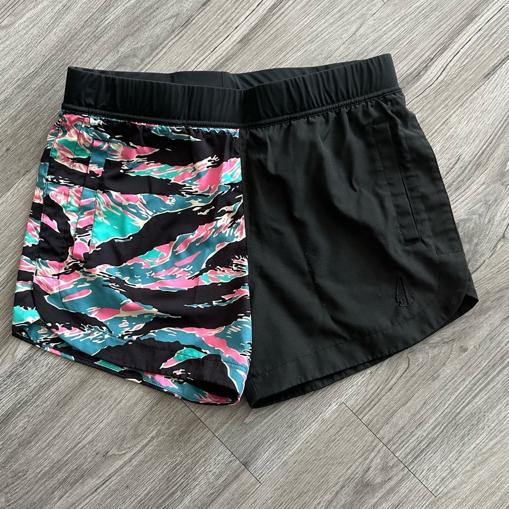 Women's Athletic Shorts - Black and Multicolor